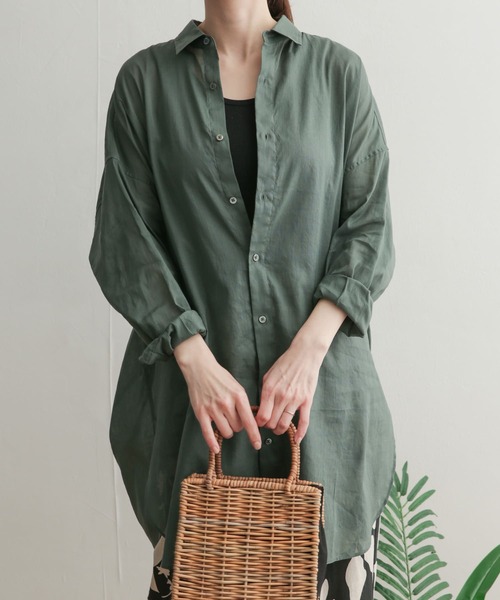 URBAN RESEARCH DOORS（アーバンリサーチドアーズ）の「ラミーコットンビッグシャツ（シャツ/ブラウス・レディース・オフホワイト/カーキ/オレンジ/ブルー・MEDIUM）」の22枚目の写真