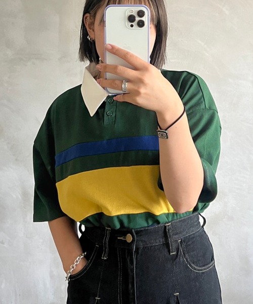 kutir(クティール)の「ラガーTシャツ(Tシャツ/カットソー)」|グリーン