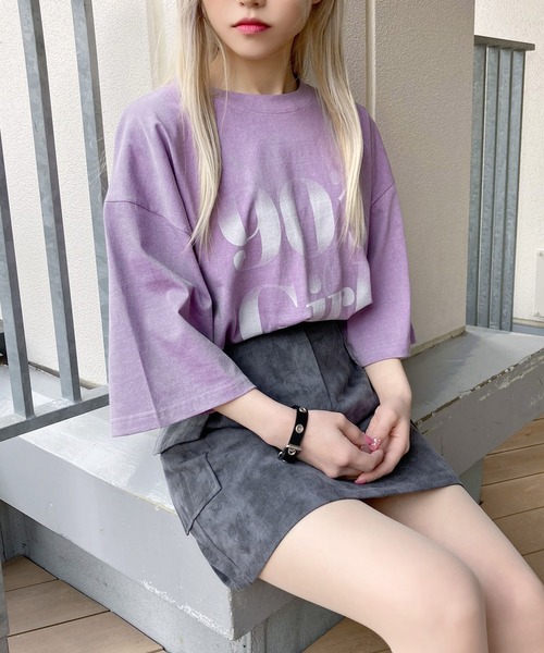 Figments（フィグメンツ）の「90's GirlロゴTシャツ（Tシャツ/カットソー・レディース・スミクロ/パープル・FREE）」の2枚目の写真