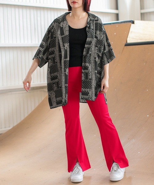 PBLIM(ページボーイリム)の「PAGEBOYLIM/センタースリットフレアパンツ(スラックス・レディース・ブラック/レッド・FREE)」の4枚目の写真