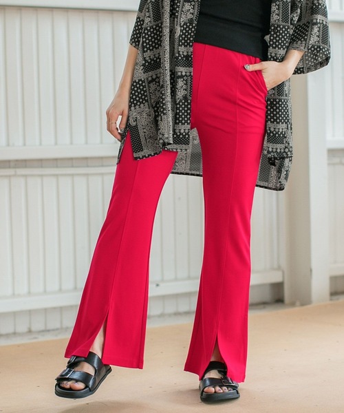 PBLIM(ページボーイリム)の「PAGEBOYLIM/センタースリットフレアパンツ(スラックス・レディース・ブラック/レッド・FREE)」の7枚目の写真