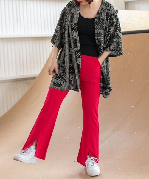 PBLIM(ページボーイリム)の「PAGEBOYLIM/センタースリットフレアパンツ(スラックス・レディース・ブラック/レッド・FREE)」の5枚目の写真
