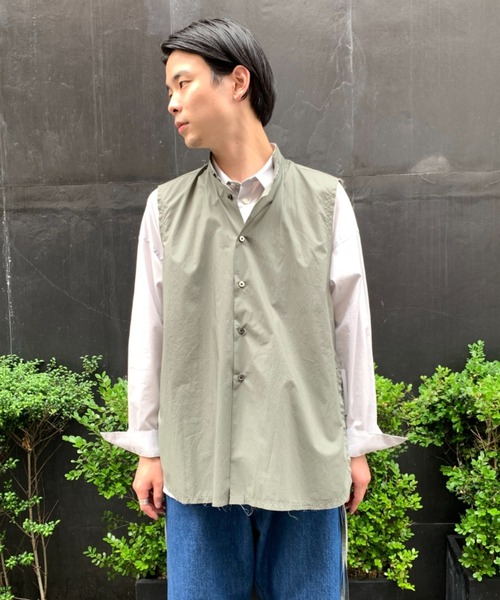Toironier（トワロニエ）の「Toironier/トワロニエ/No Sleeve Loose Shirts/ノースリーブルーズシャツ（シャツ/ブラウス・メンズ・ネイビー/グレー/サックスブルー・FREE）」の6枚目の写真