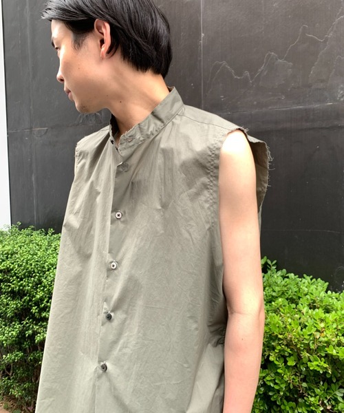 Toironier（トワロニエ）の「Toironier/トワロニエ/No Sleeve Loose Shirts/ノースリーブルーズシャツ（シャツ/ブラウス・メンズ・ネイビー/グレー/サックスブルー・FREE）」の5枚目の写真