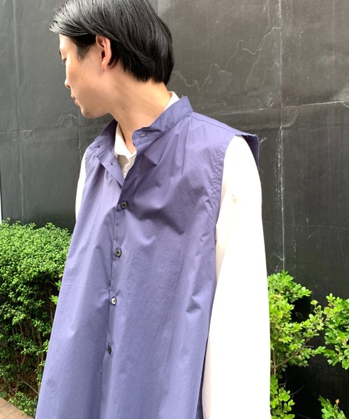 Toironier（トワロニエ）の「Toironier/トワロニエ/No Sleeve Loose Shirts/ノースリーブルーズシャツ（シャツ/ブラウス・メンズ・ネイビー/グレー/サックスブルー・FREE）」の11枚目の写真