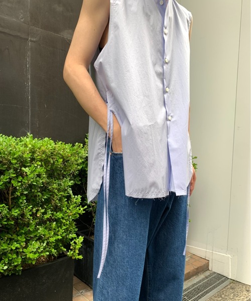 Toironier（トワロニエ）の「Toironier/トワロニエ/No Sleeve Loose Shirts/ノースリーブルーズシャツ（シャツ/ブラウス・メンズ・ネイビー/グレー/サックスブルー・FREE）」の17枚目の写真