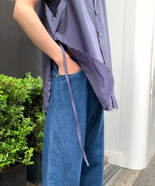 Toironier（トワロニエ）の「Toironier/トワロニエ/No Sleeve Loose Shirts/ノースリーブルーズシャツ（シャツ/ブラウス・メンズ・ネイビー/グレー/サックスブルー・FREE）」の14枚目の写真
