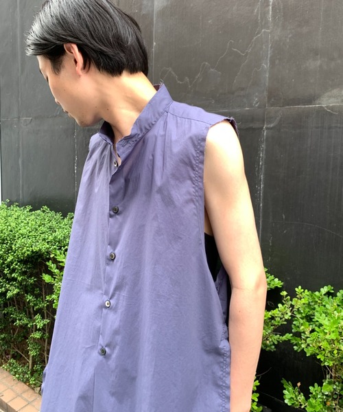 Toironier（トワロニエ）の「Toironier/トワロニエ/No Sleeve Loose Shirts/ノースリーブルーズシャツ（シャツ/ブラウス・メンズ・ネイビー/グレー/サックスブルー・FREE）」の12枚目の写真