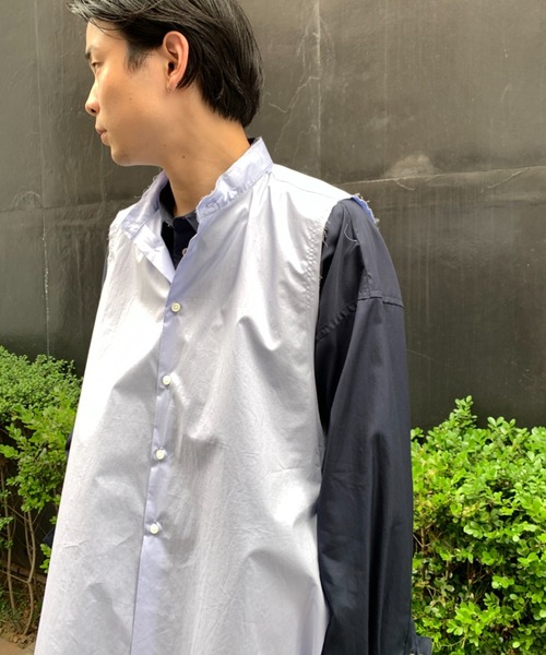 Toironier（トワロニエ）の「Toironier/トワロニエ/No Sleeve Loose Shirts/ノースリーブルーズシャツ（シャツ/ブラウス・メンズ・ネイビー/グレー/サックスブルー・FREE）」の15枚目の写真