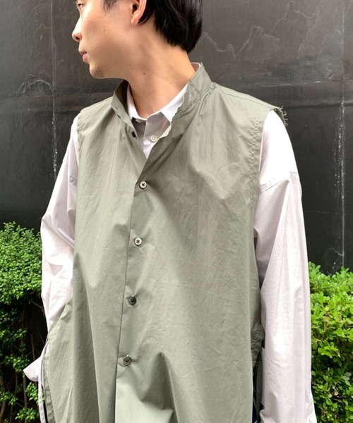 Toironier（トワロニエ）の「Toironier/トワロニエ/No Sleeve Loose Shirts/ノースリーブルーズシャツ（シャツ/ブラウス・メンズ・ネイビー/グレー/サックスブルー・FREE）」の4枚目の写真