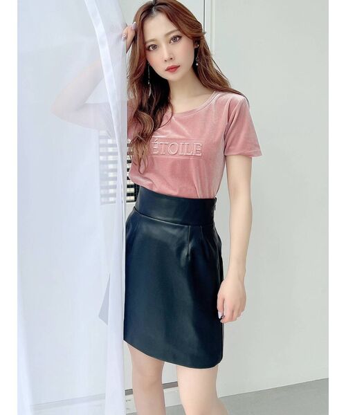 RESEXXY(リゼクシー)の「エンボスロゴベロアTシャツ(Tシャツ/カットソー・レディース・ピンク/ブルー/ベージュ・FREE)」の4枚目の写真