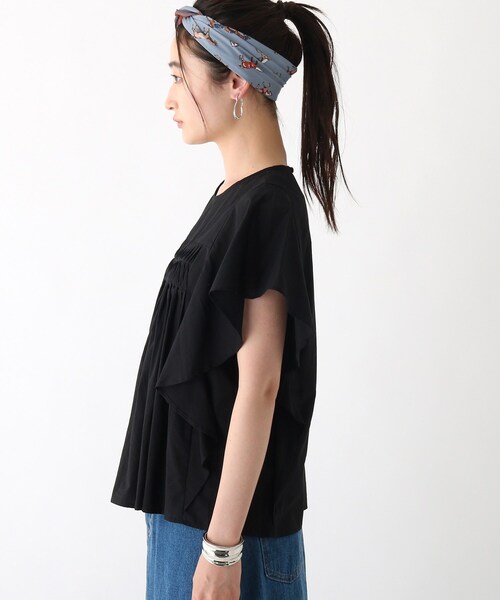 OPAQUE.CLIP（オペークドットクリップ）の「◆【C】コットンローンピンタックフレアブラウス【WEB限定サイズ】（シャツ/ブラウス・レディース・ライトブルー/ブラック/キャメル・40/38/36）」の5枚目の写真