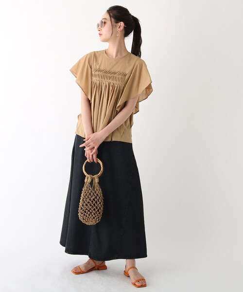 OPAQUE.CLIP（オペークドットクリップ）の「◆【C】コットンローンピンタックフレアブラウス【WEB限定サイズ】（シャツ/ブラウス・レディース・ライトブルー/ブラック/キャメル・40/38/36）」の14枚目の写真