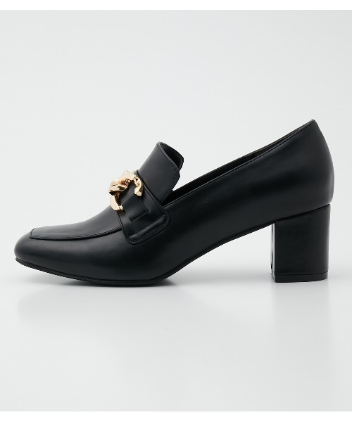 AZUL by moussy（アズールバイマウジー）の「GOLD METAL LOAFER/ゴールドメタルローファー（ローファー・レディース・ブラック・X-LARGE/SMALL/LARGE/MEDIUM）」の3枚目の写真