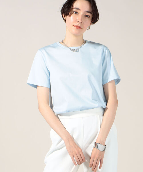 NOLLEY’S Sophi(ノーリーズソフィ)の「sophi BASIC MUJI-T(Tシャツ/カットソー・レディース・ベビーピンク/サックスブルー/オフホワイト/チャコールグレー・38)」の3枚目の写真
