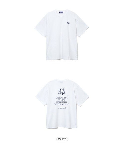 muahmuah（ムーアムーア）の「A'GEM/9 × .kom『muah muah/ムーアムーア』LETTERING LOGO HALF T-SHIRT/レタリングロゴ Tシャツ カットソー（Tシャツ/カットソー・レディース・ホワイト/インディゴブルー/ブラック/ライトグレー・FREE）」の13枚目の写真