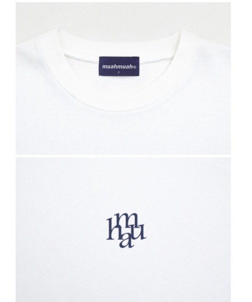 muahmuah（ムーアムーア）の「A'GEM/9 × .kom『muah muah/ムーアムーア』LETTERING LOGO HALF T-SHIRT/レタリングロゴ Tシャツ カットソー（Tシャツ/カットソー・レディース・ホワイト/インディゴブルー/ブラック/ライトグレー・FREE）」の17枚目の写真