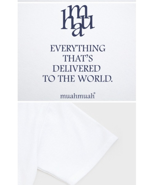 muahmuah（ムーアムーア）の「A'GEM/9 × .kom『muah muah/ムーアムーア』LETTERING LOGO HALF T-SHIRT/レタリングロゴ Tシャツ カットソー（Tシャツ/カットソー・レディース・ホワイト/インディゴブルー/ブラック/ライトグレー・FREE）」の18枚目の写真