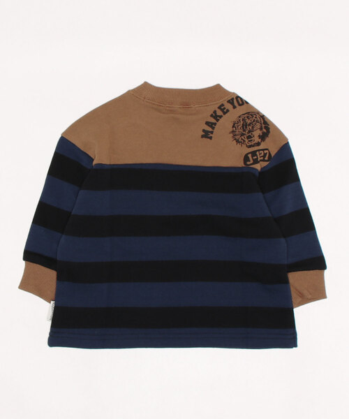 MAKE YOUR DAY(メイクユアデイ)の「肩切替ボーダー裏毛トレーナー■80~140cm(スウェット・キッズ・ネイビー/グレー・130/80/100/120/90/110/140)」の22枚目の写真