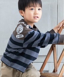 肩切替ボーダー裏毛トレーナー■80~140cm