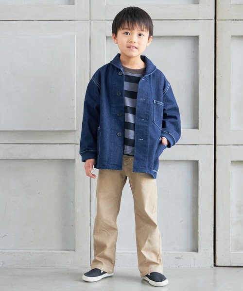 MAKE YOUR DAY(メイクユアデイ)の「肩切替ボーダー裏毛トレーナー■80~140cm(スウェット・キッズ・ネイビー/グレー・130/80/100/120/90/110/140)」の3枚目の写真