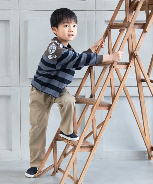 MAKE YOUR DAY(メイクユアデイ)の「肩切替ボーダー裏毛トレーナー■80~140cm(スウェット・キッズ・ネイビー/グレー・130/80/100/120/90/110/140)」の7枚目の写真