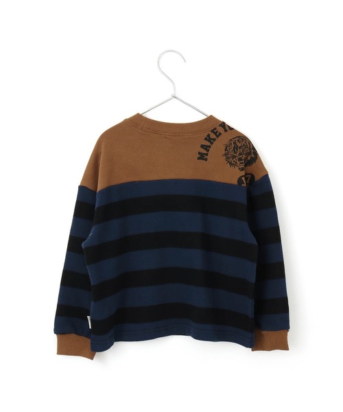 MAKE YOUR DAY(メイクユアデイ)の「肩切替ボーダー裏毛トレーナー■80~140cm(スウェット・キッズ・ネイビー/グレー・130/80/100/120/90/110/140)」の10枚目の写真