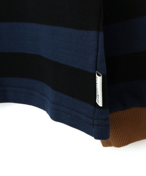 MAKE YOUR DAY(メイクユアデイ)の「肩切替ボーダー裏毛トレーナー■80~140cm(スウェット・キッズ・ネイビー/グレー・130/80/100/120/90/110/140)」の12枚目の写真