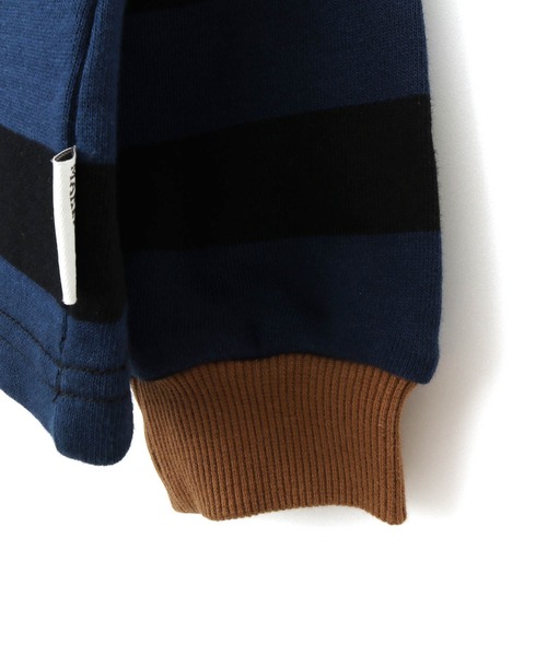 MAKE YOUR DAY(メイクユアデイ)の「肩切替ボーダー裏毛トレーナー■80~140cm(スウェット・キッズ・ネイビー/グレー・130/80/100/120/90/110/140)」の13枚目の写真