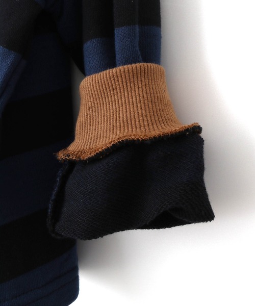 MAKE YOUR DAY(メイクユアデイ)の「肩切替ボーダー裏毛トレーナー■80~140cm(スウェット・キッズ・ネイビー/グレー・130/80/100/120/90/110/140)」の14枚目の写真
