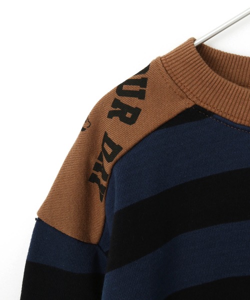 MAKE YOUR DAY(メイクユアデイ)の「肩切替ボーダー裏毛トレーナー■80~140cm(スウェット・キッズ・ネイビー/グレー・130/80/100/120/90/110/140)」の16枚目の写真