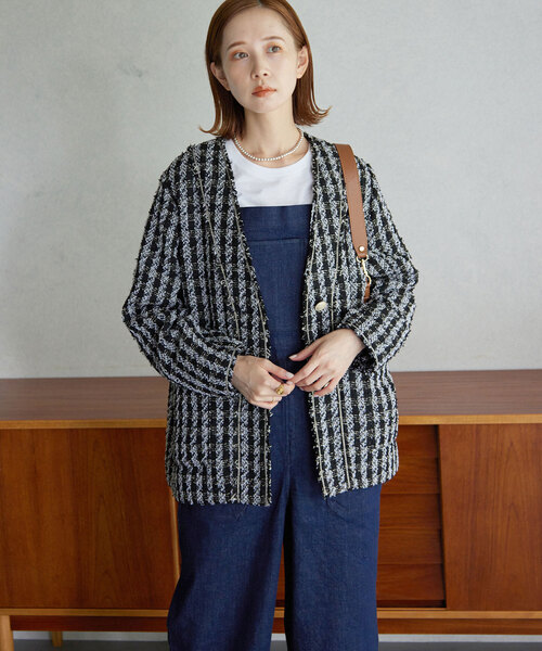 SLOBE IENA（スローブイエナ）の「ツイードノーカラージャケット（ノー