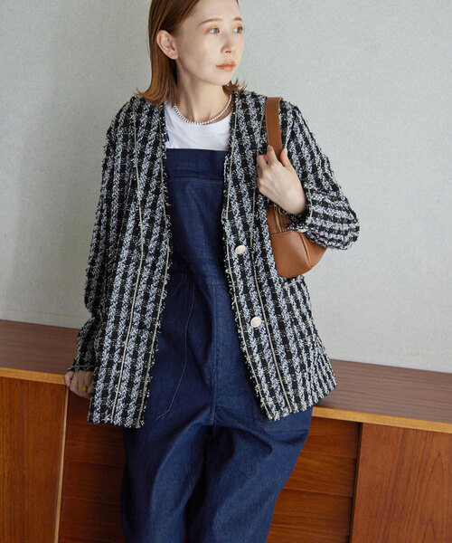 SLOBE IENA（スローブイエナ）の「ツイードノーカラージャケット（ノー
