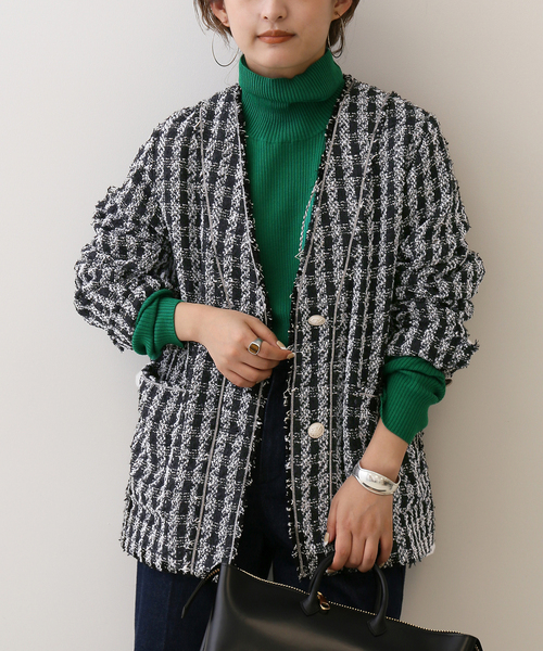 SLOBE IENA ツイードノーカラージャケット SLOBE IENA（スローブイエナ）の「ツイードノーカラージャケット