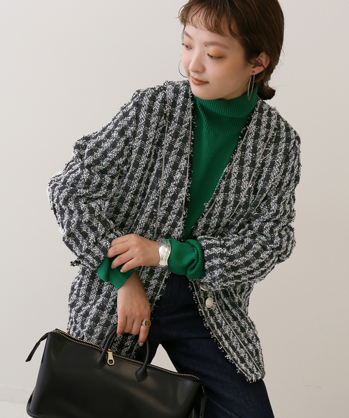 SLOBE IENA ツイードノーカラージャケット SLOBE IENA（スローブイエナ）の「ツイードノーカラージャケット