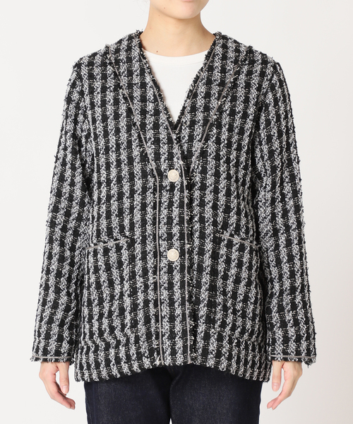 SLOBE IENA ツイードノーカラージャケット SLOBE IENA（スローブイエナ）の「ツイードノーカラージャケット