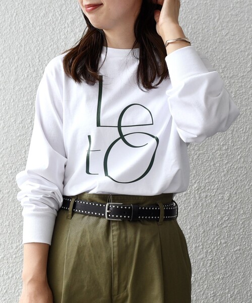 SHIPS(シップス)の「*バリエーションロゴロングスリーブTEE◇(Tシャツ/カットソー・レディース・ホワイト/チャコールグレー/ライトホワイト/オリーブ/ダークグレー/ライトオリーブ/プラム/パープル・ONE SIZE)」の2枚目の写真