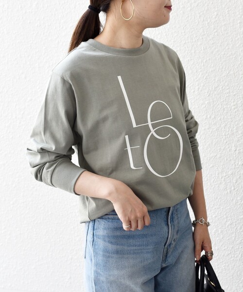SHIPS(シップス)の「*バリエーションロゴロングスリーブTEE◇(Tシャツ/カットソー・レディース・ホワイト/チャコールグレー/ライトホワイト/オリーブ/ダークグレー/ライトオリーブ/プラム/パープル・ONE SIZE)」の7枚目の写真