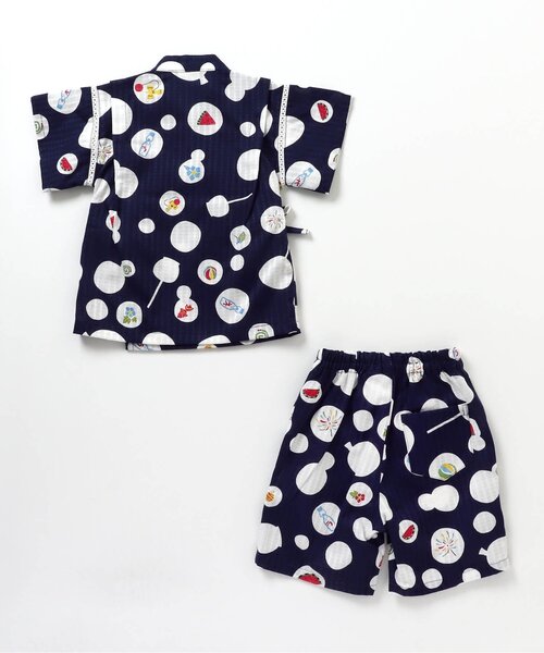 BREEZE（ブリーズ）の「夏の風物詩総柄甚平（浴衣・キッズ・ベージュ/ネイビー・80/90/100/110/120/130/140）」の6枚目の写真