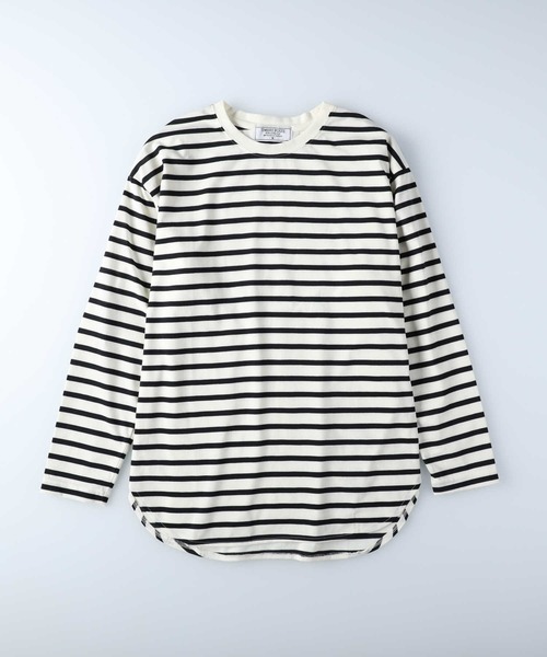 Right-on（ライトオン）の「ラウンドヘムロンＴ（Tシャツ/カットソー・メンズ・ブラック×ホワイト/グリーン/ブルー/ホワイト/グレー/ブラック/ホワイト×ホワイト・L/M/XL）」の3枚目の写真