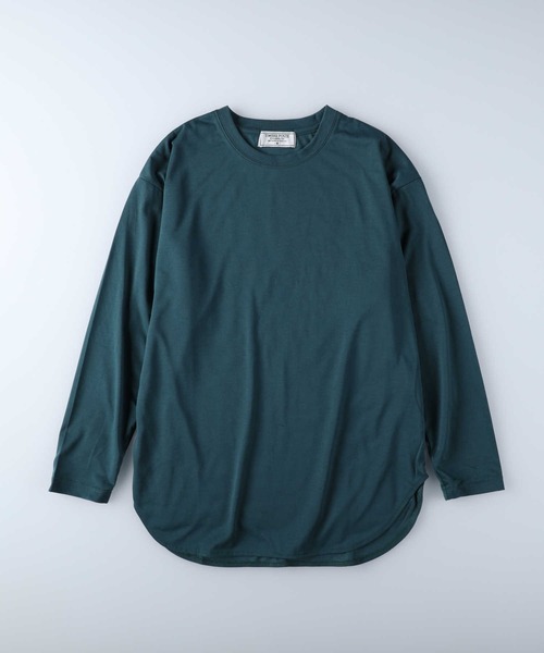 Right-on（ライトオン）の「ラウンドヘムロンＴ（Tシャツ/カットソー・メンズ・ブラック×ホワイト/グリーン/ブルー/ホワイト/グレー/ブラック/ホワイト×ホワイト・L/M/XL）」の7枚目の写真