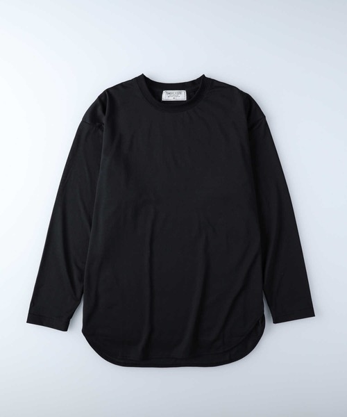Right-on（ライトオン）の「ラウンドヘムロンＴ（Tシャツ/カットソー・メンズ・ブラック×ホワイト/グリーン/ブルー/ホワイト/グレー/ブラック/ホワイト×ホワイト・L/M/XL）」の4枚目の写真