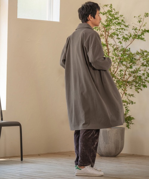 CALL&RESPONSE（コールアンドレスポンス）の「mj8798- TOGARU-ブランケットジャージー-ステンカラーコート（ステンカラーコート・メンズ・モカ/グレー・2/4）」の8枚目の写真