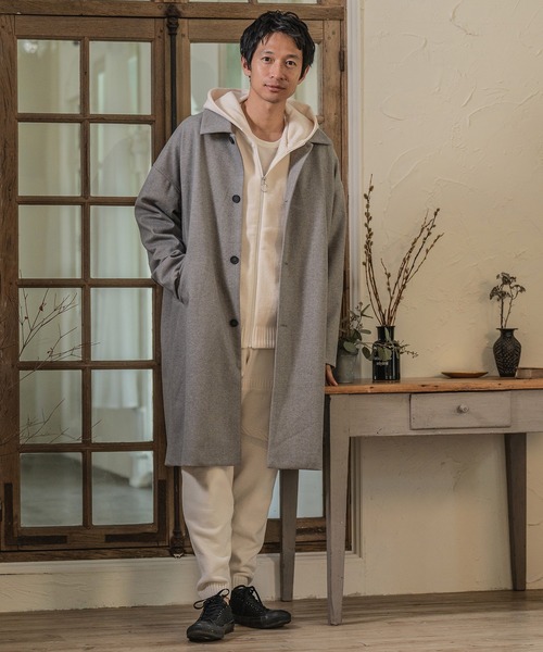 CALL&RESPONSE（コールアンドレスポンス）の「mj8798- TOGARU-ブランケットジャージー-ステンカラーコート（ステンカラーコート・メンズ・モカ/グレー・2/4）」の13枚目の写真