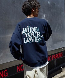 PUBLUX（パブリュクス）の「PUBLUX/パブリュクス/hide your love クルーネックスウェット/プルオーバースウェット/ユニセックス/裏起毛/バックプリント（スウェット・メンズ）」