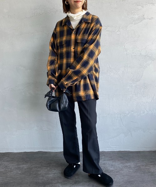 JEANS FACTORY （ジーンズファクトリー）の「[DAN RIVER/ダンリバー] 別注 オーバーサイズ オンブレチェックオープンカラーシャツ（シャツ/ブラウス・レディース・イエロー/レッド/ブルー・M/L）」の3枚目の写真