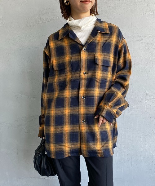JEANS FACTORY （ジーンズファクトリー）の「[DAN RIVER/ダンリバー] 別注 オーバーサイズ オンブレチェックオープンカラーシャツ（シャツ/ブラウス・レディース・イエロー/レッド/ブルー・M/L）」の20枚目の写真