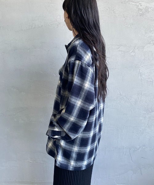 JEANS FACTORY （ジーンズファクトリー）の「[DAN RIVER/ダンリバー] 別注 オーバーサイズ オンブレチェックオープンカラーシャツ（シャツ/ブラウス・レディース・イエロー/レッド/ブルー・M/L）」の9枚目の写真