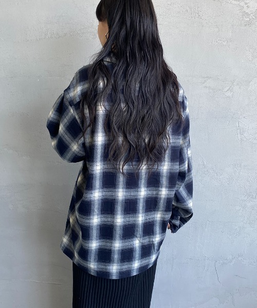 JEANS FACTORY （ジーンズファクトリー）の「[DAN RIVER/ダンリバー] 別注 オーバーサイズ オンブレチェックオープンカラーシャツ（シャツ/ブラウス・レディース・イエロー/レッド/ブルー・M/L）」の10枚目の写真