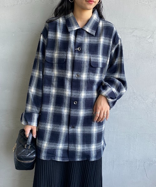 JEANS FACTORY （ジーンズファクトリー）の「[DAN RIVER/ダンリバー] 別注 オーバーサイズ オンブレチェックオープンカラーシャツ（シャツ/ブラウス・レディース・イエロー/レッド/ブルー・M/L）」の11枚目の写真